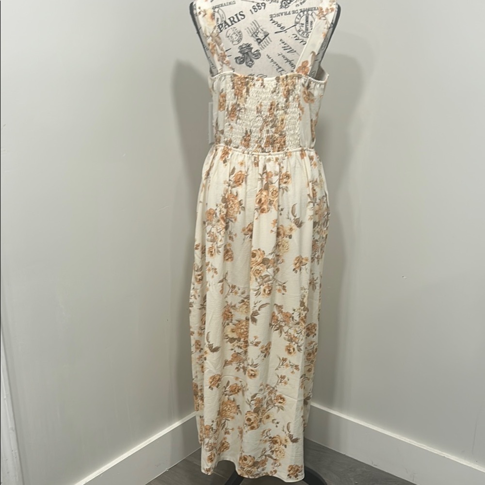Monteau Los Angeles Women's Floral Boho Maxi Dress Cream L - Picture 11 of 16